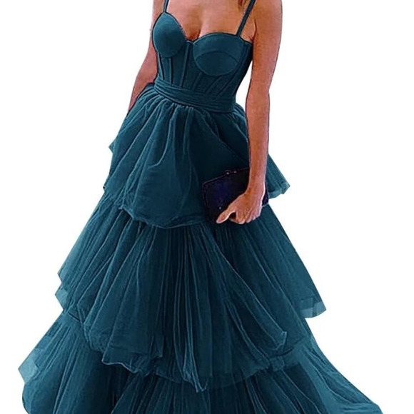 Woidoce Dresses & Skirts - Chic Teal Layered Sweetheart Corset Prom Dress